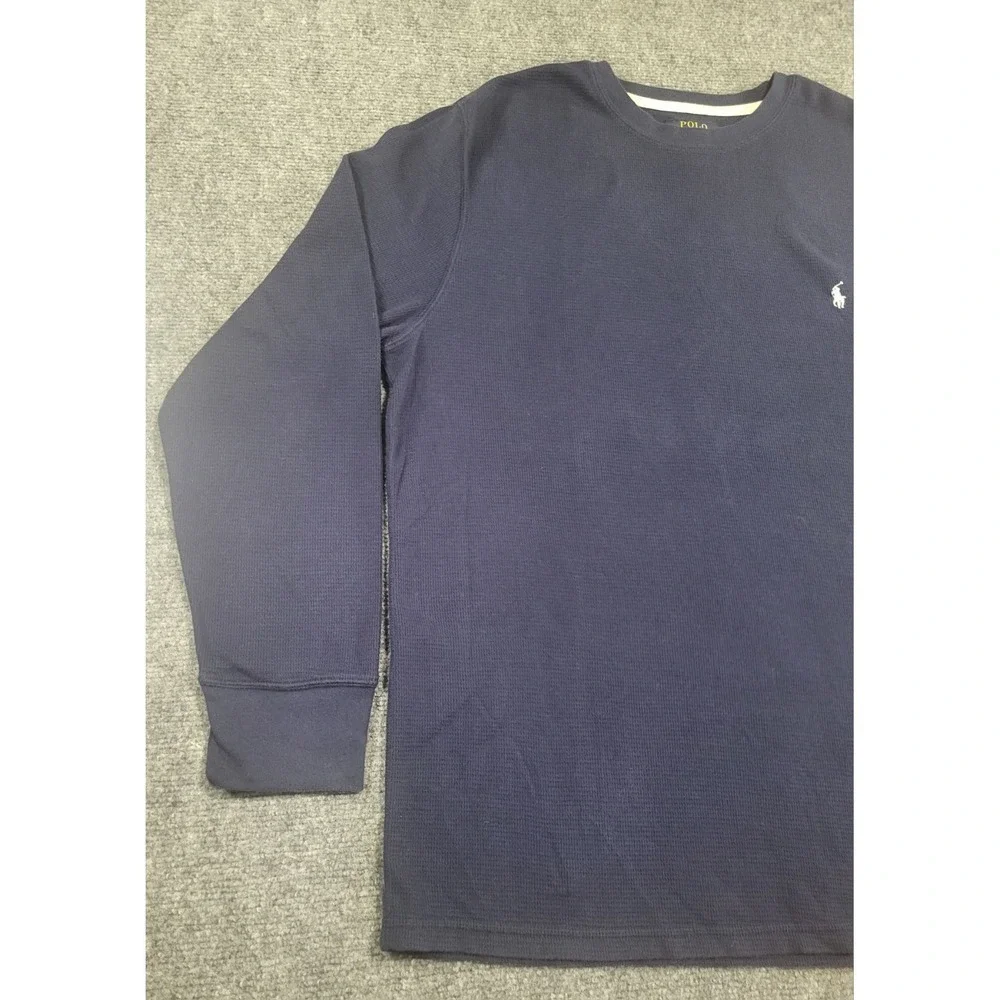 Polo Ralph Lauren Shirt Men's X-Large Blue Waffle Knit Thermal Cotton Blend